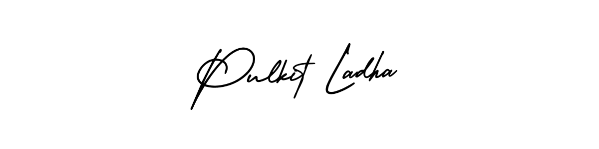 How to make Pulkit Ladha name signature. Use AmerikaSignatureDemo-Regular style for creating short signs online. This is the latest handwritten sign. Pulkit Ladha signature style 3 images and pictures png