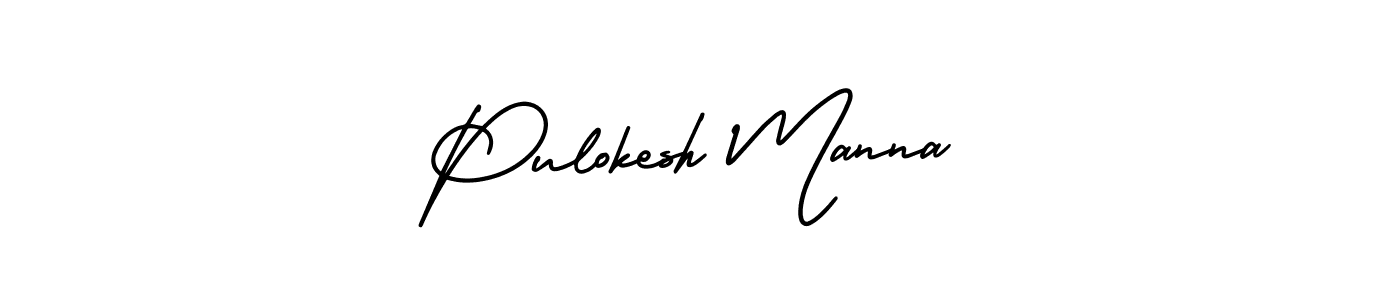 Pulokesh Manna stylish signature style. Best Handwritten Sign (AmerikaSignatureDemo-Regular) for my name. Handwritten Signature Collection Ideas for my name Pulokesh Manna. Pulokesh Manna signature style 3 images and pictures png