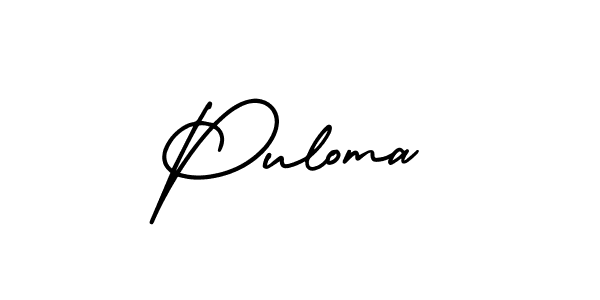 How to make Puloma name signature. Use AmerikaSignatureDemo-Regular style for creating short signs online. This is the latest handwritten sign. Puloma signature style 3 images and pictures png