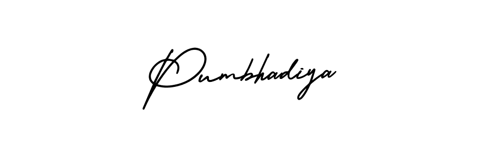 How to make Pumbhadiya name signature. Use AmerikaSignatureDemo-Regular style for creating short signs online. This is the latest handwritten sign. Pumbhadiya signature style 3 images and pictures png