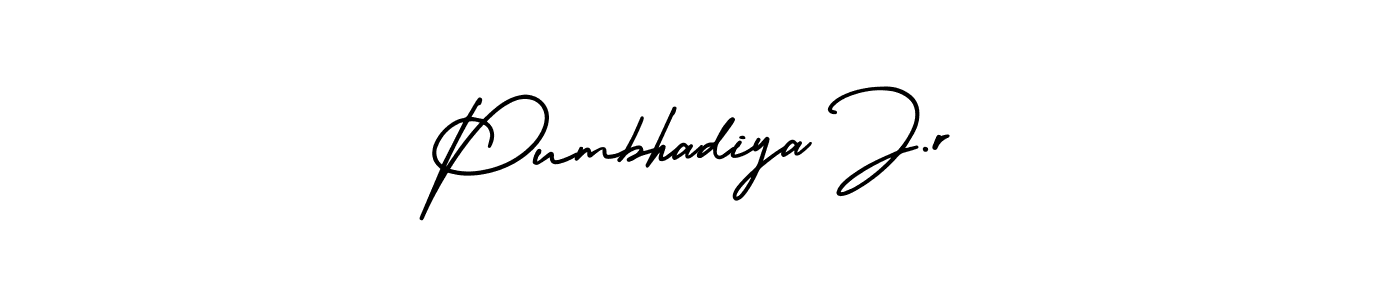 Use a signature maker to create a handwritten signature online. With this signature software, you can design (AmerikaSignatureDemo-Regular) your own signature for name Pumbhadiya J.r. Pumbhadiya J.r signature style 3 images and pictures png