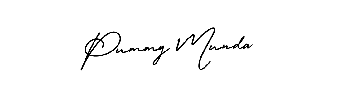The best way (AmerikaSignatureDemo-Regular) to make a short signature is to pick only two or three words in your name. The name Pummy Munda include a total of six letters. For converting this name. Pummy Munda signature style 3 images and pictures png