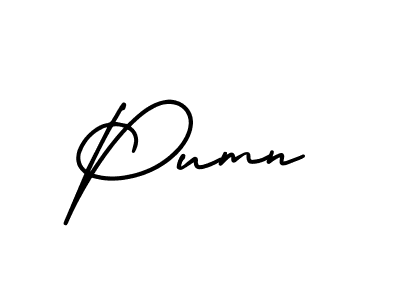 How to make Pumn name signature. Use AmerikaSignatureDemo-Regular style for creating short signs online. This is the latest handwritten sign. Pumn signature style 3 images and pictures png