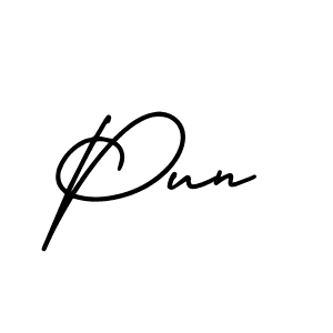 You should practise on your own different ways (AmerikaSignatureDemo-Regular) to write your name (Pun) in signature. don't let someone else do it for you. Pun signature style 3 images and pictures png