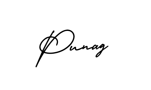 How to make Punag name signature. Use AmerikaSignatureDemo-Regular style for creating short signs online. This is the latest handwritten sign. Punag signature style 3 images and pictures png