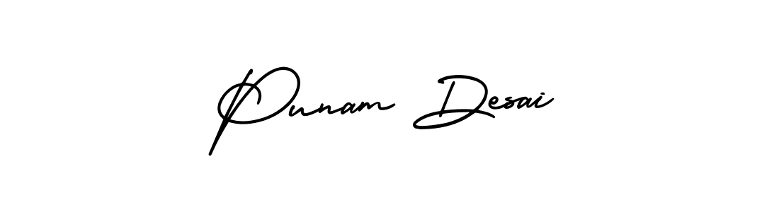 You should practise on your own different ways (AmerikaSignatureDemo-Regular) to write your name (Punam Desai) in signature. don't let someone else do it for you. Punam Desai signature style 3 images and pictures png