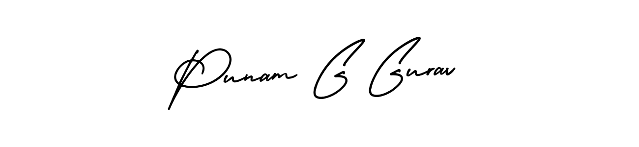 You should practise on your own different ways (AmerikaSignatureDemo-Regular) to write your name (Punam G Gurav) in signature. don't let someone else do it for you. Punam G Gurav signature style 3 images and pictures png