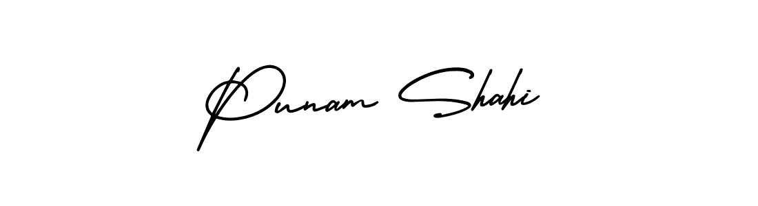 Make a beautiful signature design for name Punam Shahi. With this signature (AmerikaSignatureDemo-Regular) style, you can create a handwritten signature for free. Punam Shahi signature style 3 images and pictures png