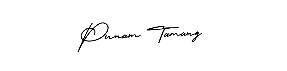 It looks lik you need a new signature style for name Punam Tamang. Design unique handwritten (AmerikaSignatureDemo-Regular) signature with our free signature maker in just a few clicks. Punam Tamang signature style 3 images and pictures png