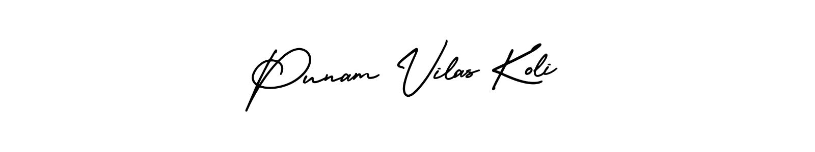 The best way (AmerikaSignatureDemo-Regular) to make a short signature is to pick only two or three words in your name. The name Punam Vilas Koli include a total of six letters. For converting this name. Punam Vilas Koli signature style 3 images and pictures png