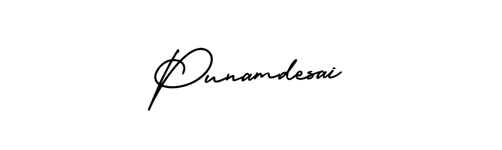 You should practise on your own different ways (AmerikaSignatureDemo-Regular) to write your name (Punamdesai) in signature. don't let someone else do it for you. Punamdesai signature style 3 images and pictures png