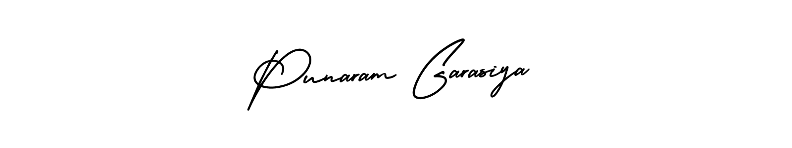 The best way (AmerikaSignatureDemo-Regular) to make a short signature is to pick only two or three words in your name. The name Punaram Garasiya include a total of six letters. For converting this name. Punaram Garasiya signature style 3 images and pictures png