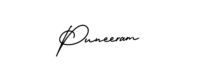 Puneeram stylish signature style. Best Handwritten Sign (AmerikaSignatureDemo-Regular) for my name. Handwritten Signature Collection Ideas for my name Puneeram. Puneeram signature style 3 images and pictures png