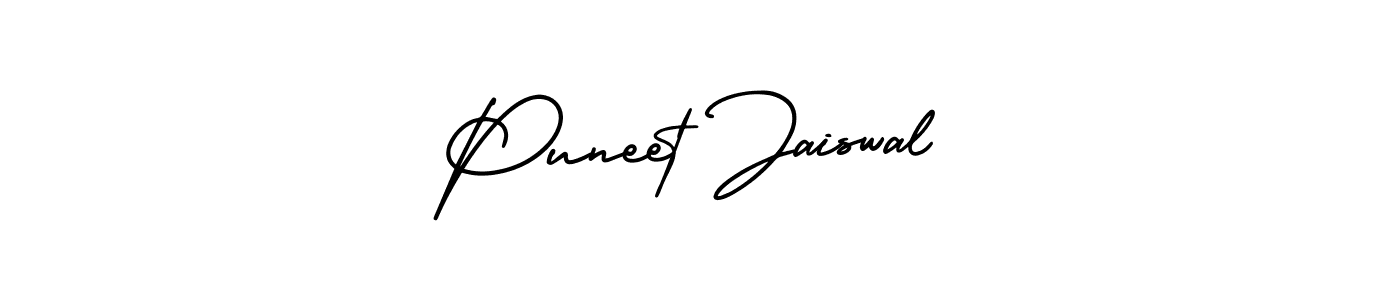 This is the best signature style for the Puneet Jaiswal name. Also you like these signature font (AmerikaSignatureDemo-Regular). Mix name signature. Puneet Jaiswal signature style 3 images and pictures png