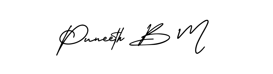 How to make Puneeth B M name signature. Use AmerikaSignatureDemo-Regular style for creating short signs online. This is the latest handwritten sign. Puneeth B M signature style 3 images and pictures png