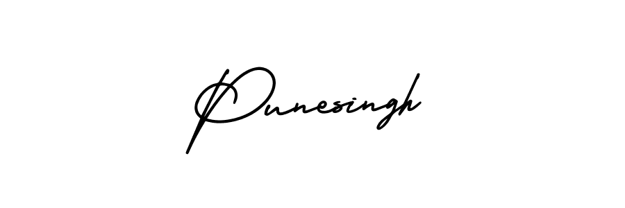 The best way (AmerikaSignatureDemo-Regular) to make a short signature is to pick only two or three words in your name. The name Punesingh include a total of six letters. For converting this name. Punesingh signature style 3 images and pictures png