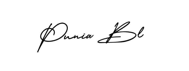 The best way (AmerikaSignatureDemo-Regular) to make a short signature is to pick only two or three words in your name. The name Punia Bl include a total of six letters. For converting this name. Punia Bl signature style 3 images and pictures png