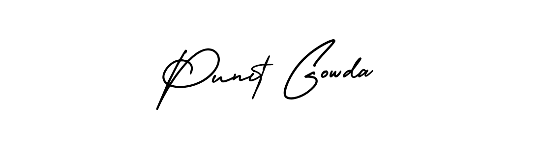 This is the best signature style for the Punit Gowda name. Also you like these signature font (AmerikaSignatureDemo-Regular). Mix name signature. Punit Gowda signature style 3 images and pictures png