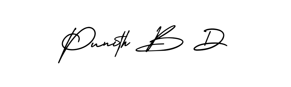 Use a signature maker to create a handwritten signature online. With this signature software, you can design (AmerikaSignatureDemo-Regular) your own signature for name Punith B D. Punith B D signature style 3 images and pictures png