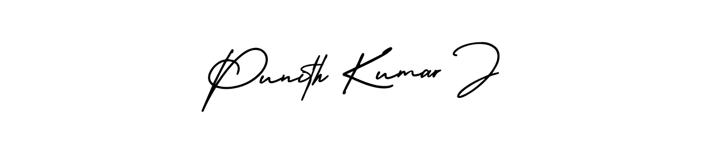 Punith Kumar J stylish signature style. Best Handwritten Sign (AmerikaSignatureDemo-Regular) for my name. Handwritten Signature Collection Ideas for my name Punith Kumar J. Punith Kumar J signature style 3 images and pictures png