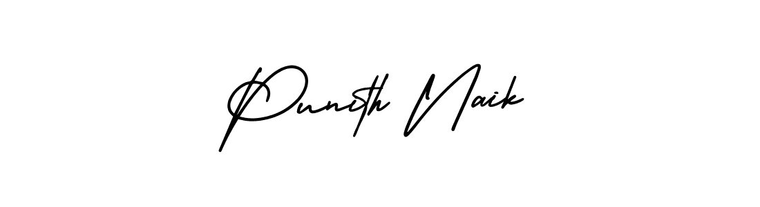 How to make Punith Naik name signature. Use AmerikaSignatureDemo-Regular style for creating short signs online. This is the latest handwritten sign. Punith Naik signature style 3 images and pictures png