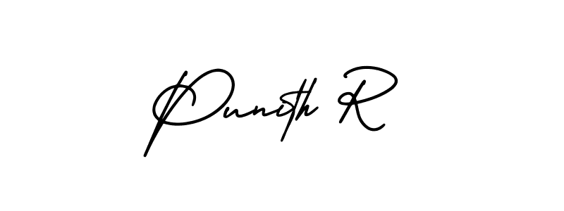 Use a signature maker to create a handwritten signature online. With this signature software, you can design (AmerikaSignatureDemo-Regular) your own signature for name Punith R. Punith R signature style 3 images and pictures png