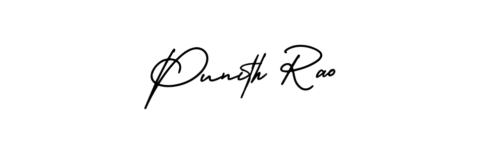 You should practise on your own different ways (AmerikaSignatureDemo-Regular) to write your name (Punith Rao) in signature. don't let someone else do it for you. Punith Rao signature style 3 images and pictures png