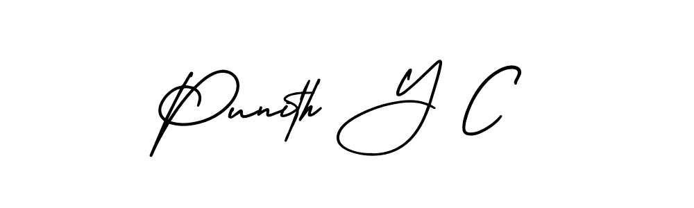 How to make Punith Y C signature? AmerikaSignatureDemo-Regular is a professional autograph style. Create handwritten signature for Punith Y C name. Punith Y C signature style 3 images and pictures png