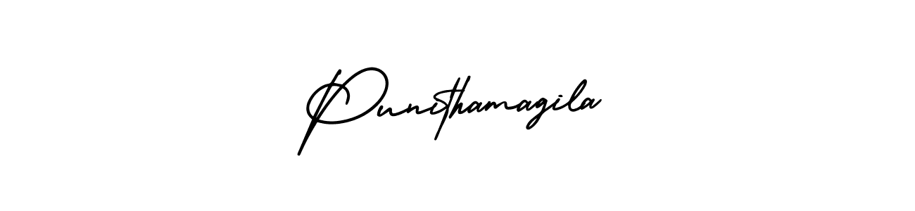 Make a beautiful signature design for name Punithamagila. With this signature (AmerikaSignatureDemo-Regular) style, you can create a handwritten signature for free. Punithamagila signature style 3 images and pictures png
