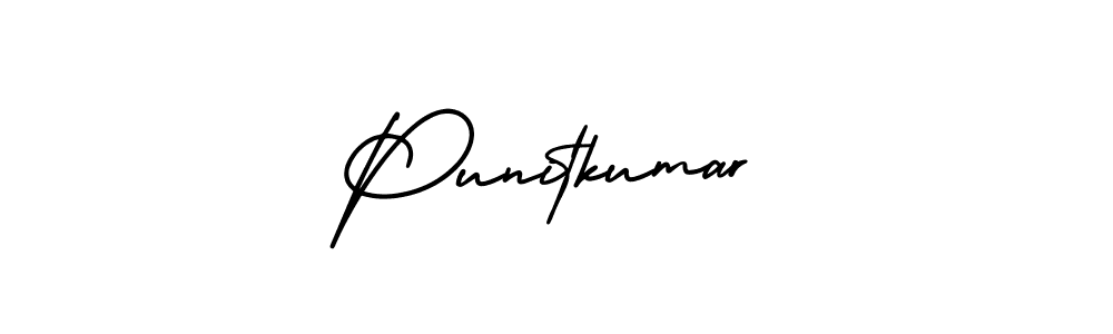 You should practise on your own different ways (AmerikaSignatureDemo-Regular) to write your name (Punitkumar) in signature. don't let someone else do it for you. Punitkumar signature style 3 images and pictures png