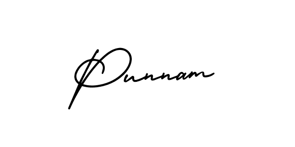 Punnam stylish signature style. Best Handwritten Sign (AmerikaSignatureDemo-Regular) for my name. Handwritten Signature Collection Ideas for my name Punnam. Punnam signature style 3 images and pictures png