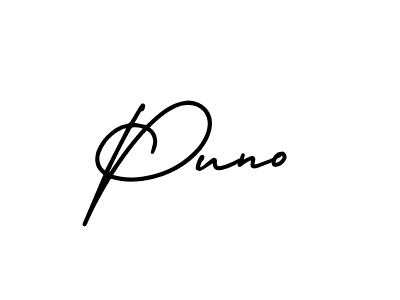 How to make Puno name signature. Use AmerikaSignatureDemo-Regular style for creating short signs online. This is the latest handwritten sign. Puno signature style 3 images and pictures png
