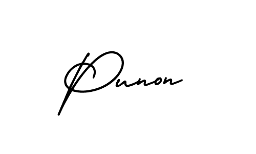 Design your own signature with our free online signature maker. With this signature software, you can create a handwritten (AmerikaSignatureDemo-Regular) signature for name Punon. Punon signature style 3 images and pictures png
