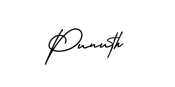 The best way (AmerikaSignatureDemo-Regular) to make a short signature is to pick only two or three words in your name. The name Punuth include a total of six letters. For converting this name. Punuth signature style 3 images and pictures png