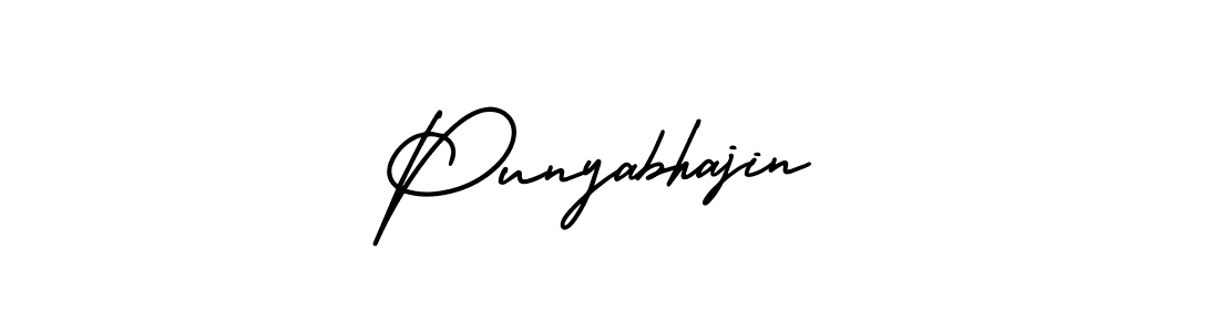 The best way (AmerikaSignatureDemo-Regular) to make a short signature is to pick only two or three words in your name. The name Punyabhajin include a total of six letters. For converting this name. Punyabhajin signature style 3 images and pictures png