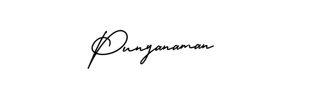 How to Draw Punyanaman signature style? AmerikaSignatureDemo-Regular is a latest design signature styles for name Punyanaman. Punyanaman signature style 3 images and pictures png