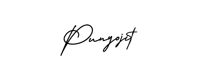 You should practise on your own different ways (AmerikaSignatureDemo-Regular) to write your name (Punyojit) in signature. don't let someone else do it for you. Punyojit signature style 3 images and pictures png