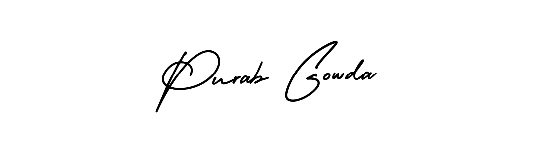 Make a beautiful signature design for name Purab Gowda. With this signature (AmerikaSignatureDemo-Regular) style, you can create a handwritten signature for free. Purab Gowda signature style 3 images and pictures png
