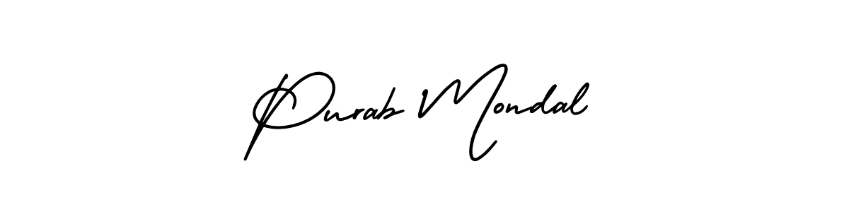 You should practise on your own different ways (AmerikaSignatureDemo-Regular) to write your name (Purab Mondal) in signature. don't let someone else do it for you. Purab Mondal signature style 3 images and pictures png