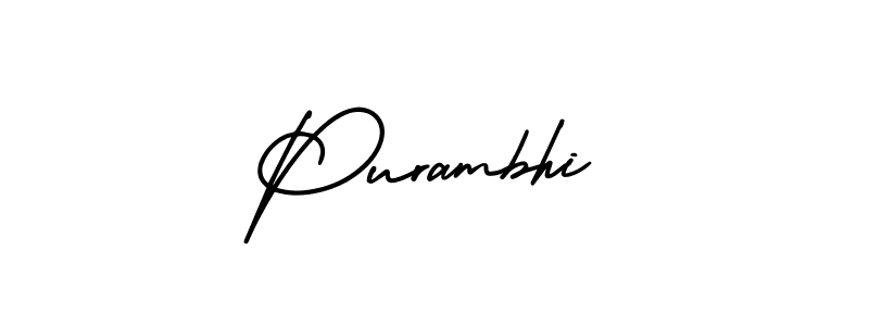 How to make Purambhi name signature. Use AmerikaSignatureDemo-Regular style for creating short signs online. This is the latest handwritten sign. Purambhi signature style 3 images and pictures png