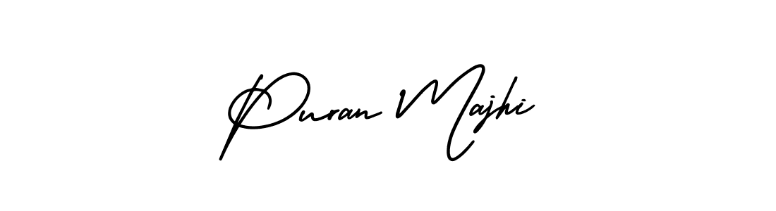 You should practise on your own different ways (AmerikaSignatureDemo-Regular) to write your name (Puran Majhi) in signature. don't let someone else do it for you. Puran Majhi signature style 3 images and pictures png