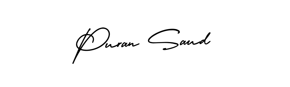 Puran Saud stylish signature style. Best Handwritten Sign (AmerikaSignatureDemo-Regular) for my name. Handwritten Signature Collection Ideas for my name Puran Saud. Puran Saud signature style 3 images and pictures png