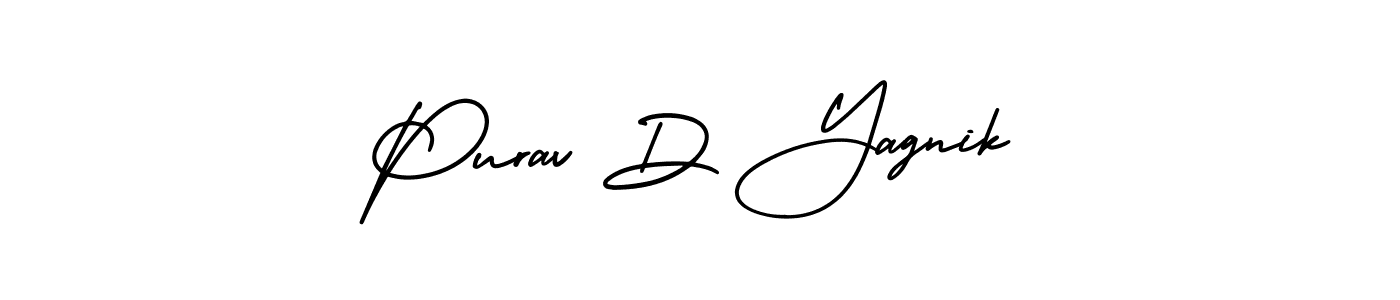 The best way (AmerikaSignatureDemo-Regular) to make a short signature is to pick only two or three words in your name. The name Purav D Yagnik include a total of six letters. For converting this name. Purav D Yagnik signature style 3 images and pictures png