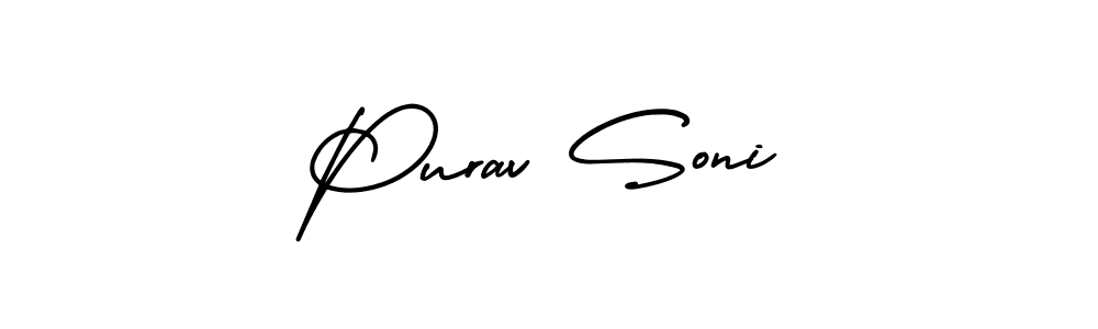 How to make Purav Soni name signature. Use AmerikaSignatureDemo-Regular style for creating short signs online. This is the latest handwritten sign. Purav Soni signature style 3 images and pictures png