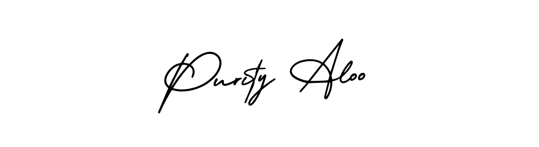 Similarly AmerikaSignatureDemo-Regular is the best handwritten signature design. Signature creator online .You can use it as an online autograph creator for name Purity Aloo. Purity Aloo signature style 3 images and pictures png
