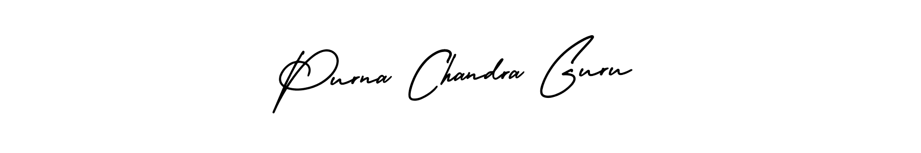 You should practise on your own different ways (AmerikaSignatureDemo-Regular) to write your name (Purna Chandra Guru) in signature. don't let someone else do it for you. Purna Chandra Guru signature style 3 images and pictures png