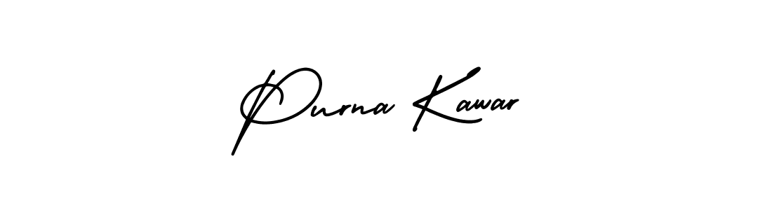You should practise on your own different ways (AmerikaSignatureDemo-Regular) to write your name (Purna Kawar) in signature. don't let someone else do it for you. Purna Kawar signature style 3 images and pictures png