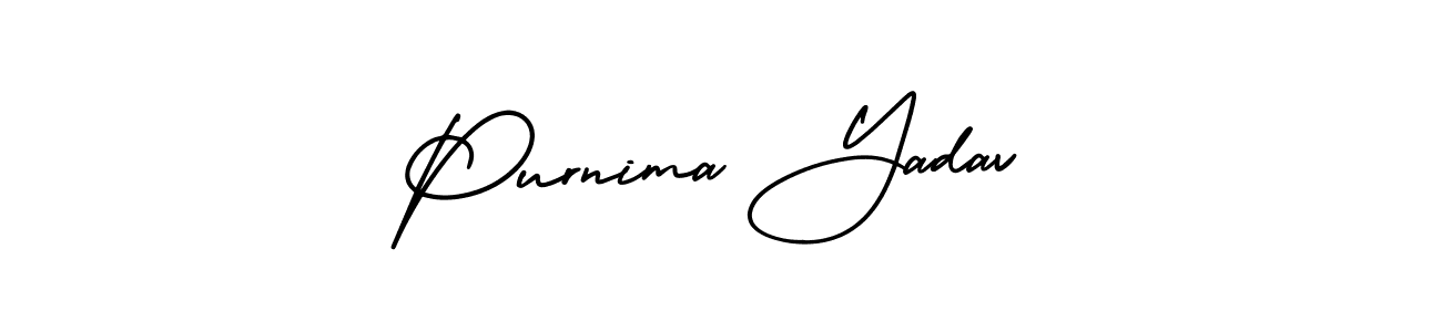 The best way (AmerikaSignatureDemo-Regular) to make a short signature is to pick only two or three words in your name. The name Purnima Yadav include a total of six letters. For converting this name. Purnima Yadav signature style 3 images and pictures png