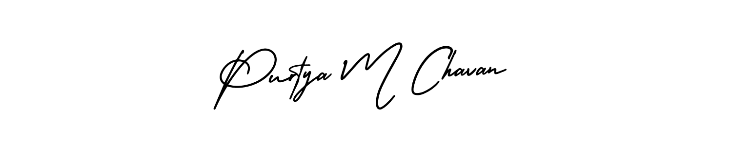 How to make Purtya M Chavan name signature. Use AmerikaSignatureDemo-Regular style for creating short signs online. This is the latest handwritten sign. Purtya M Chavan signature style 3 images and pictures png