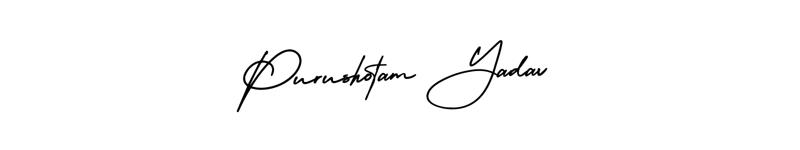 You should practise on your own different ways (AmerikaSignatureDemo-Regular) to write your name (Purushotam Yadav) in signature. don't let someone else do it for you. Purushotam Yadav signature style 3 images and pictures png